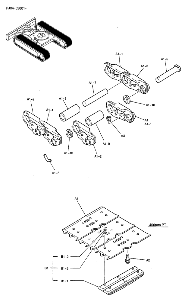 Схема запчастей Case CX50B - (03-009) - SHOE ASSEMBLY P/N PY60D00003F1 (04) - UNDERCARRIAGE