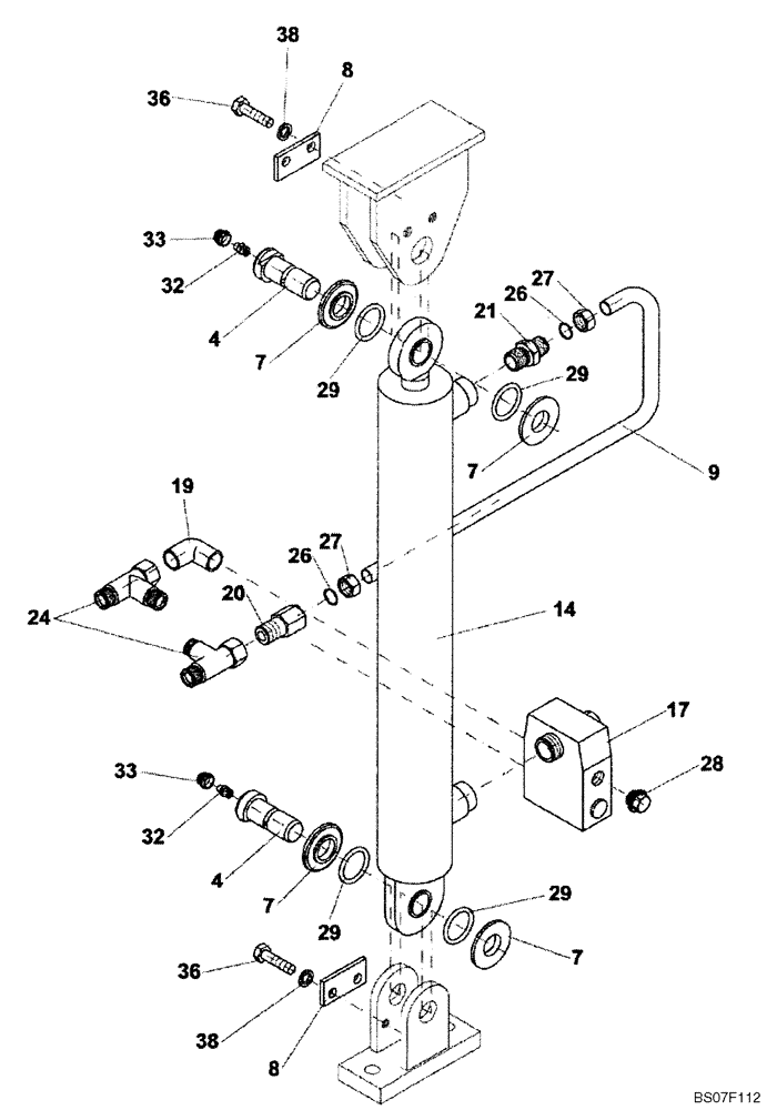 Схема запчастей Case SV216 - (35.900.04) - CYLINDER, HYDRAULIC HOOD LIFT LH (GROUP 382-2) (ND103131) (35) - HYDRAULIC SYSTEMS