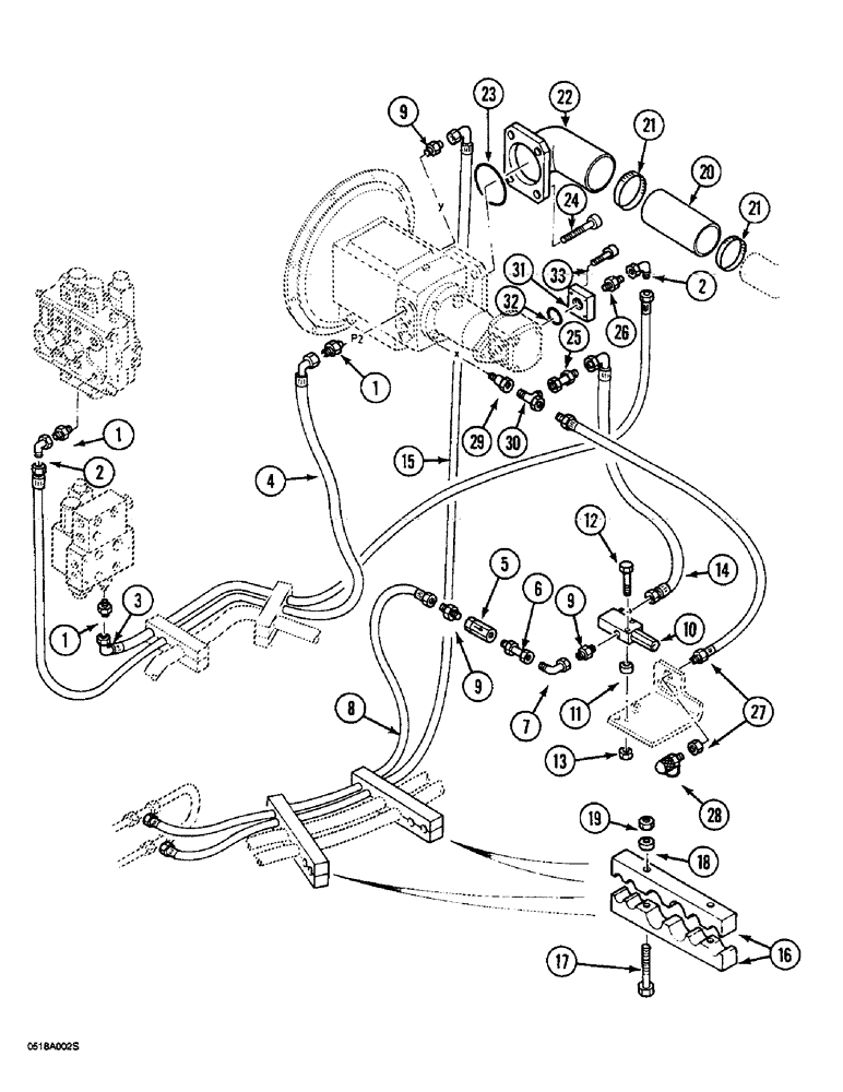 Схема запчастей Case 1088 - (8B-12) - HYDRAULIC PUMP LINES, PUMP TO SWING VALVE, SOLENOID VALVE (08) - HYDRAULICS