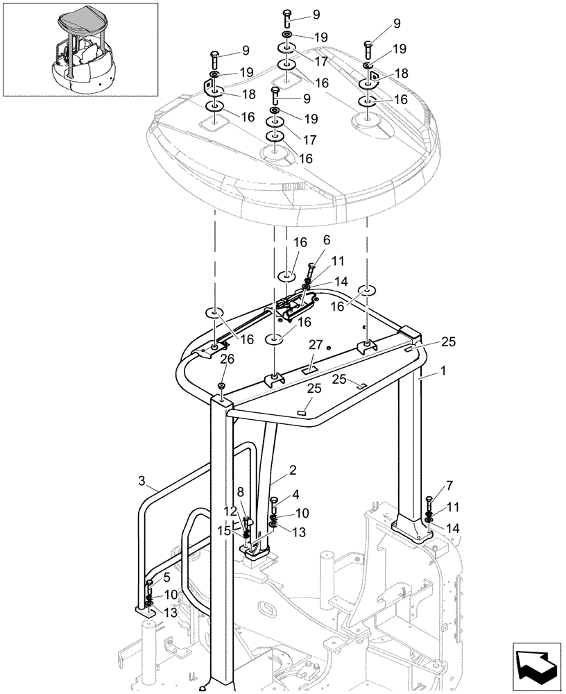 Схема запчастей Case CX27B - (1.250[02]) - CANOPY - INSTAL (01) - Section 1