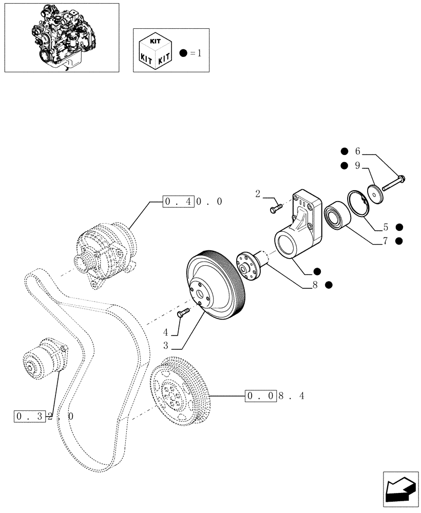 Схема запчастей Case F4DFE613G - (0.34.5[01]) - FAN DRIVE (504063977 - 504036557) 