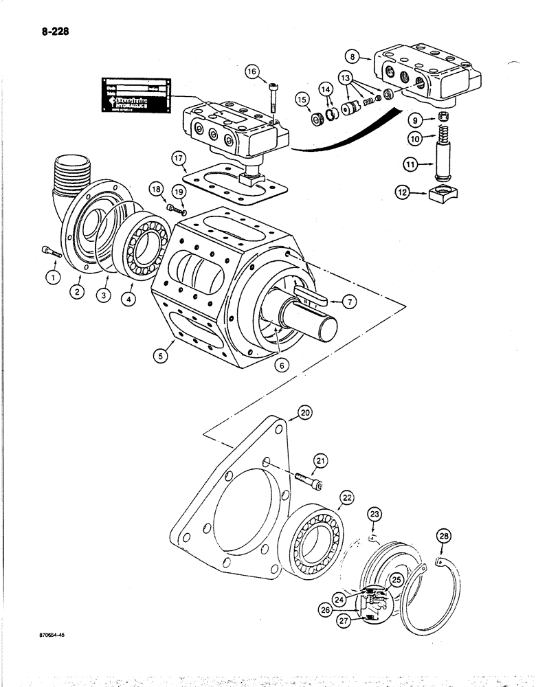 Схема запчастей Case 170B - (8-228) - HYDRAULIC PUMP, P.I.N. 74341 THROUGH 74456 (08) - HYDRAULICS