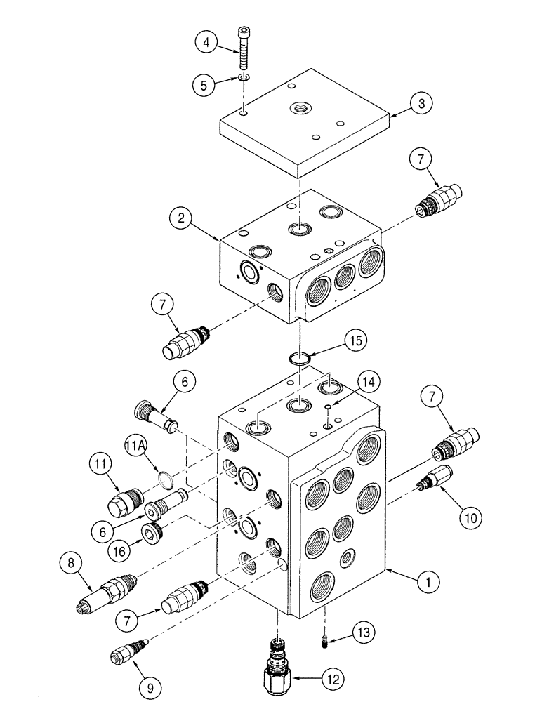 Схема запчастей Case 521D - (08-18) - VALVE ASSY - LOADER CONTROL, THREE SPOOL (08) - HYDRAULICS