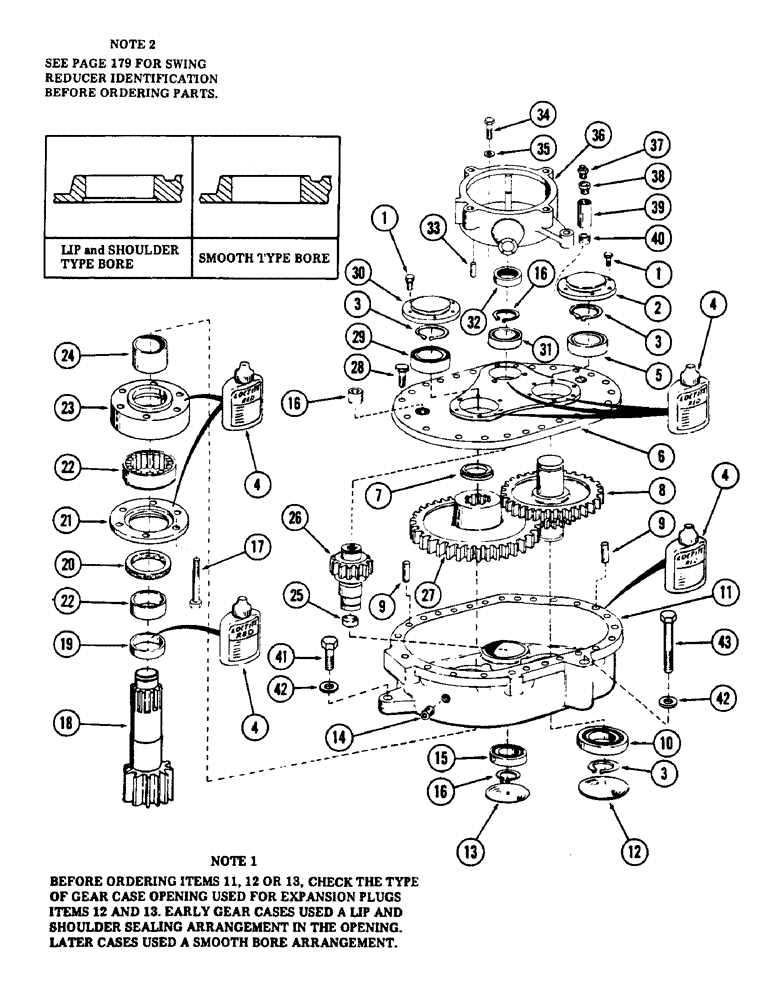 Схема запчастей Case 880B - (184) - SWING REDUCER AND BRAKE HOUSING, (USED AS REPLACEMENT) (07) - HYDRAULIC SYSTEM