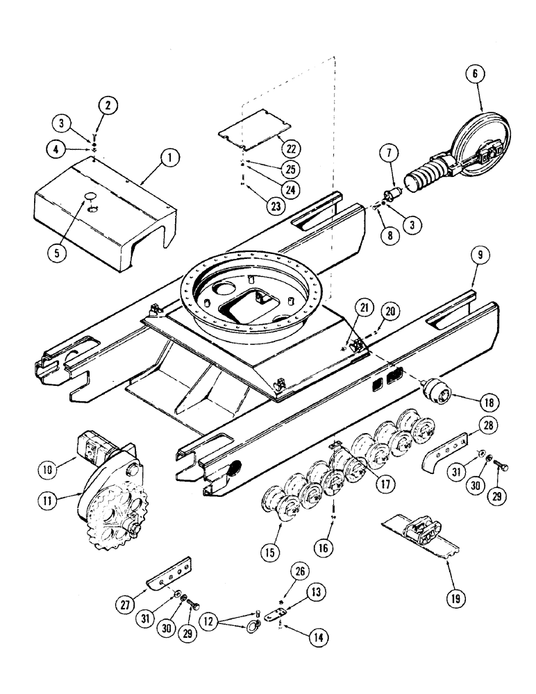 Схема запчастей Case 35 - (002) - CRAWLER UNDERCARRIAGE AND ATTACHING PARTS (39) - FRAMES AND BALLASTING