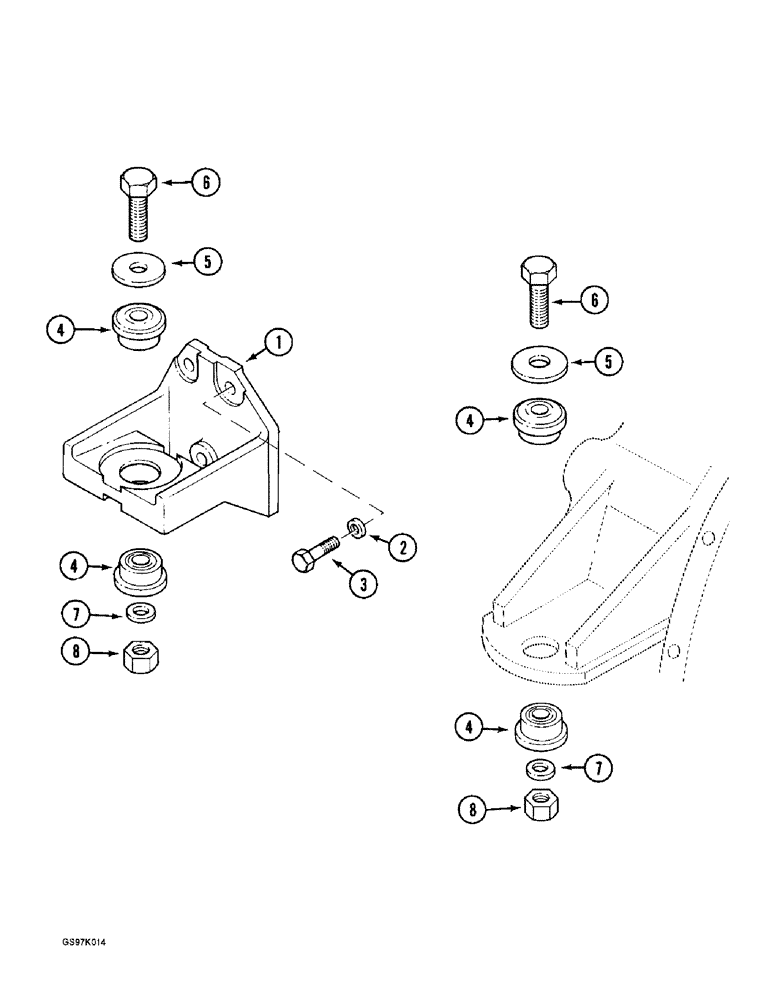 Схема запчастей Case 888 - (2-02) - ENGINE MOUNTING AND ADAPTING PARTS (02) - ENGINE