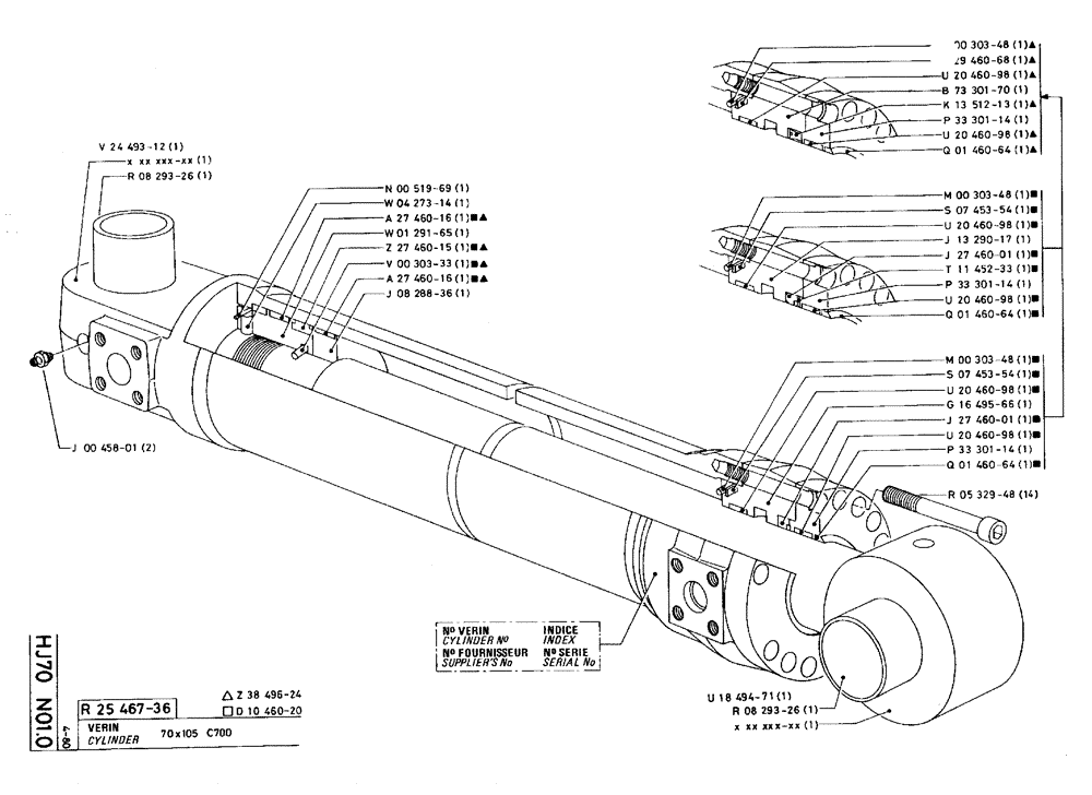 Схема запчастей Case 75C - (HJ070 N01.0) - CYLINDER - 70 X 105 C700 (07) - HYDRAULIC SYSTEM