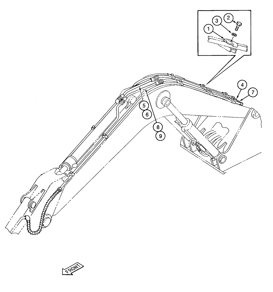 Схема запчастей Case 9020 - (8-090) - ARM CYLINDER LINES (08) - HYDRAULICS