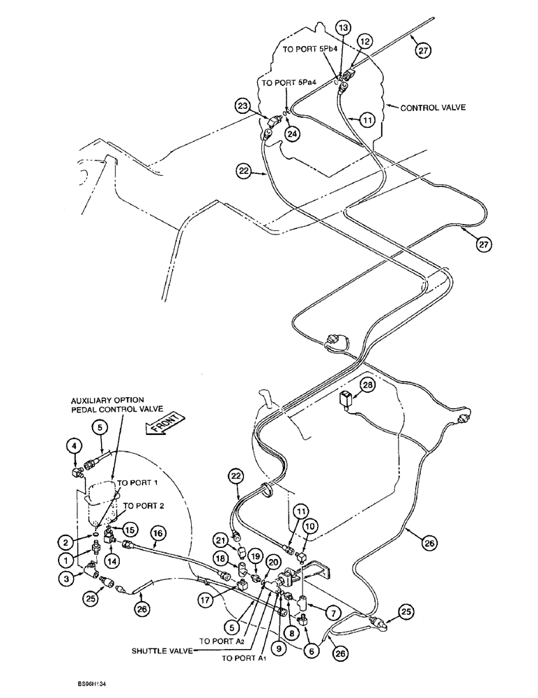 Схема запчастей Case 9060B - (8-166) - DOUBLE ACTION AUXILIARY EQUIPMENT OPTION, PILOT CONTROL LINES (08) - HYDRAULICS