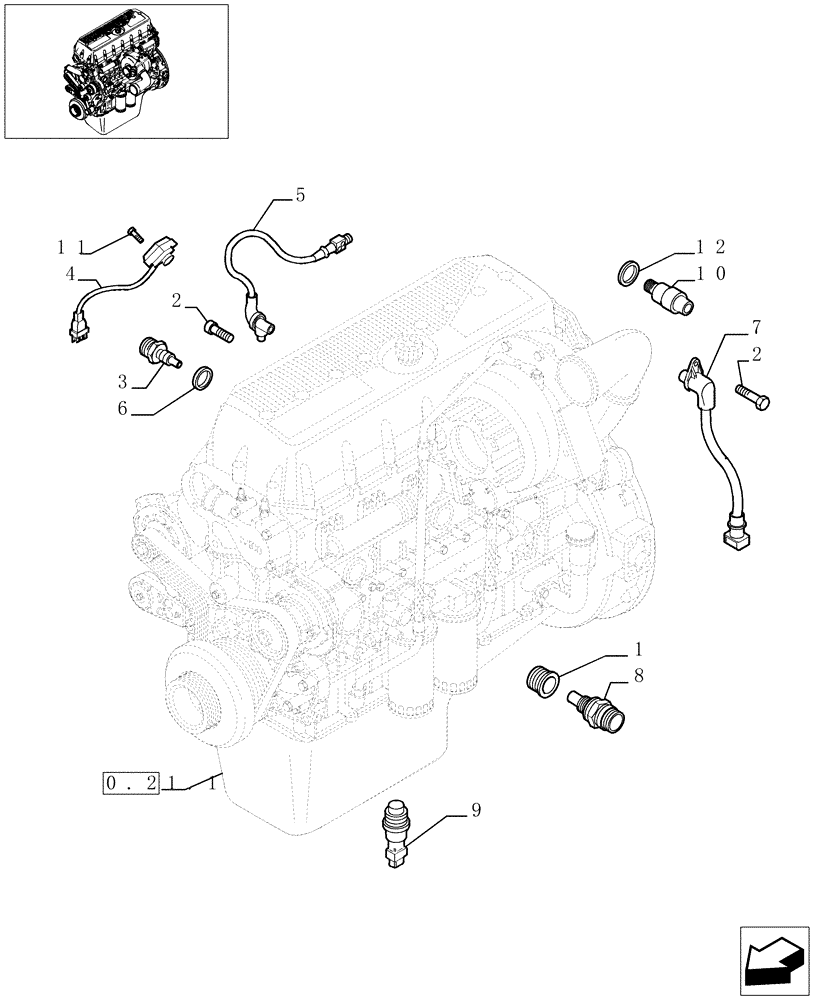 Схема запчастей Case F3BE0684E B001 - (0.17.1[01]) - MOTOR SENSORS (504037555) 