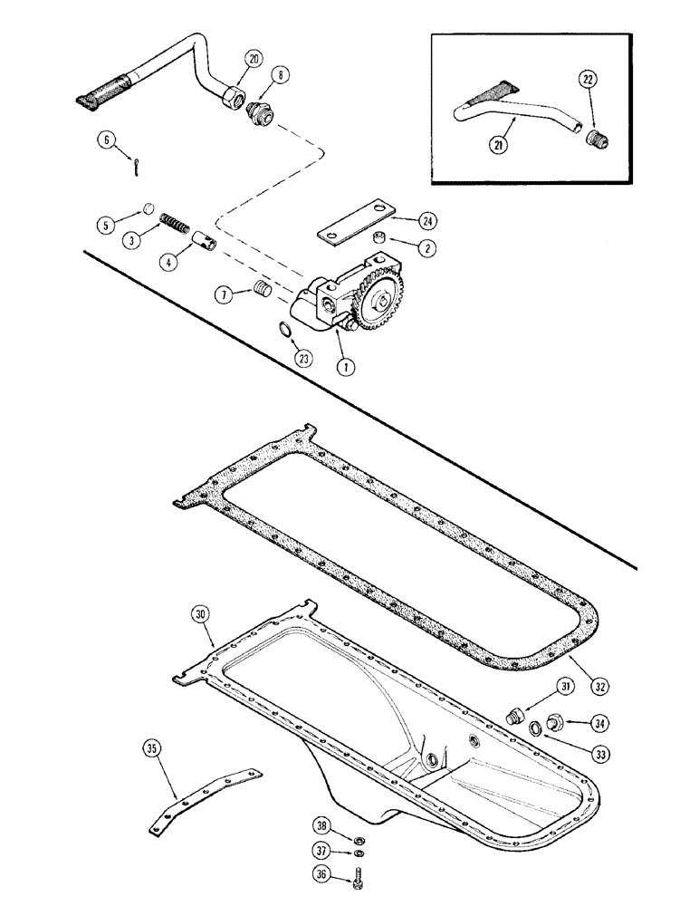 Схема запчастей Case 980 - (024) - OIL PUMP, (504BDT) DIESEL ENGINE (01) - ENGINE