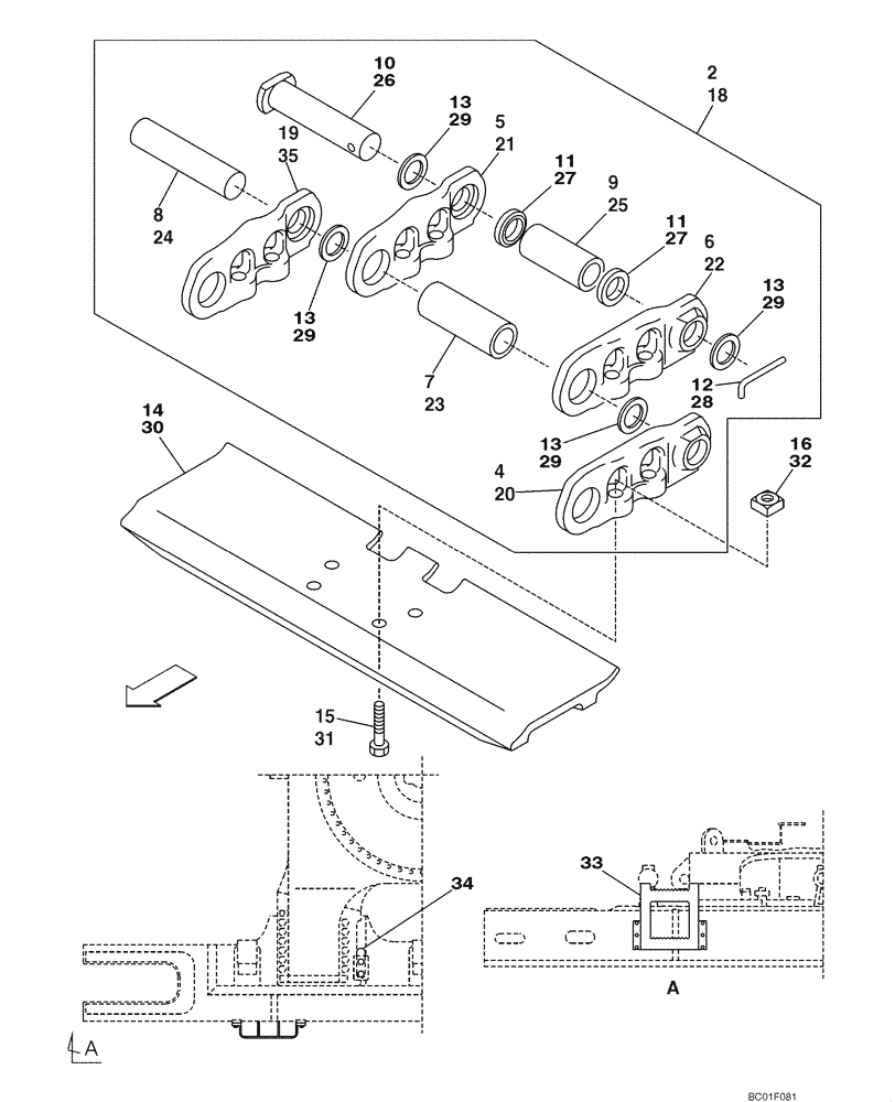 Схема запчастей Case CX800 - (05-05B) - TRACK - CHAINS 1100 MM (43-5/16 IN) (11) - TRACKS/STEERING