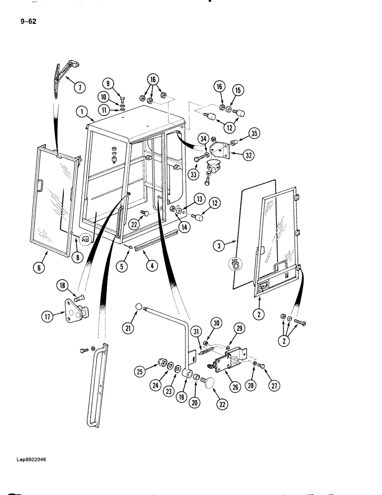 Схема запчастей Case 888 - (9-062) - CAB, CAB FRAME AND RELATED PARTS (09) - CHASSIS