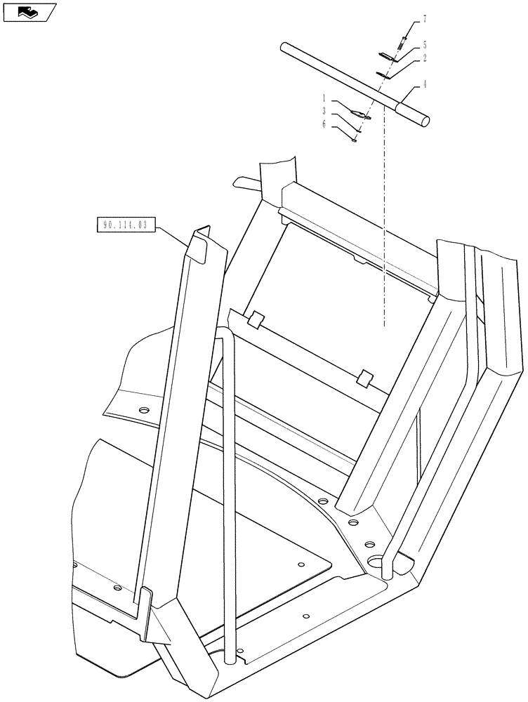 Схема запчастей Case DV207 - (90.114.04) - HOOD LIFT LEVER (ROPS) (90) - PLATFORM, CAB, BODYWORK AND DECALS