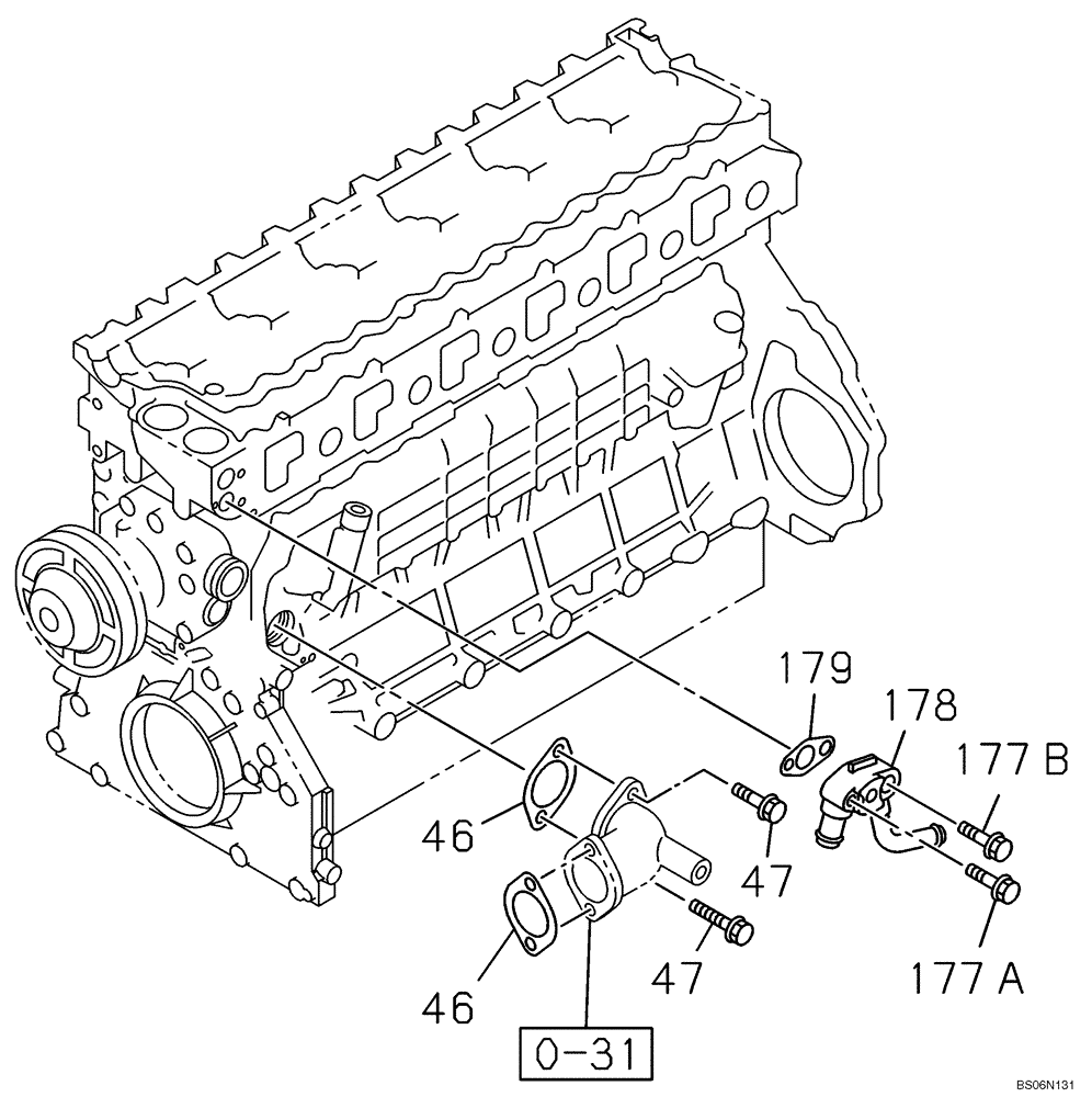 Схема запчастей Case CX290B - (02-26) - ENGINE WATER CIRCUIT (02) - ENGINE