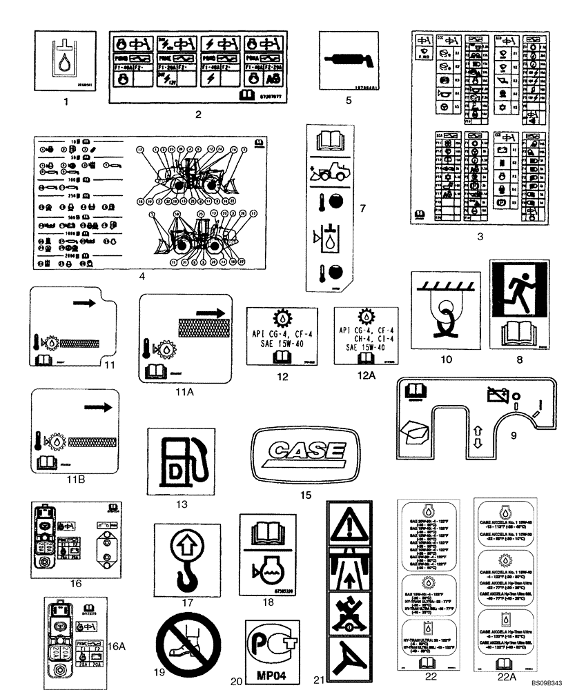 Схема запчастей Case 921E - (09-97) - DECALS - COMMON TO MODEL (09) - CHASSIS