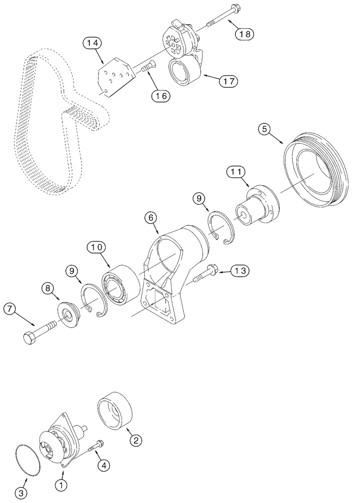 Схема запчастей Case 750H - (02-08) - WATER PUMP SYSTEM (02) - ENGINE