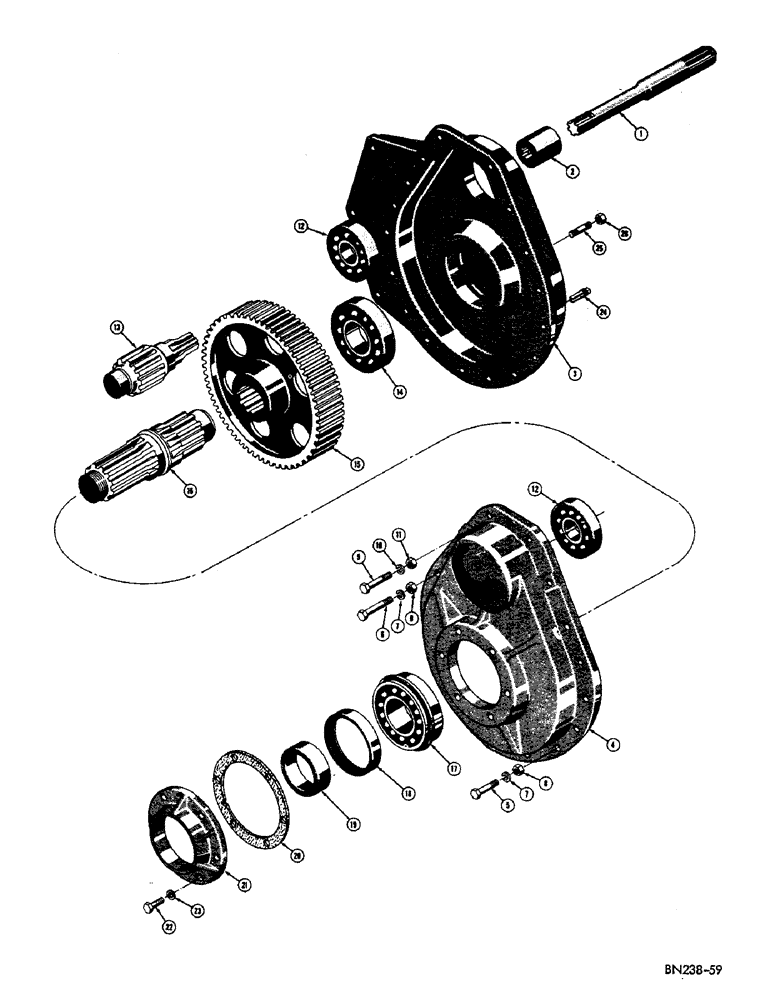 Схема запчастей Case 310D - (054) - FINAL DRIVE AND AXLE SHAFT (04) - UNDERCARRIAGE