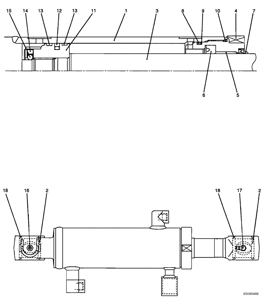 Схема запчастей Case CX17B - (08-025[00]) - CYLINDER ASSY, DOZER (PU01V00029F1) (35) - HYDRAULIC SYSTEMS