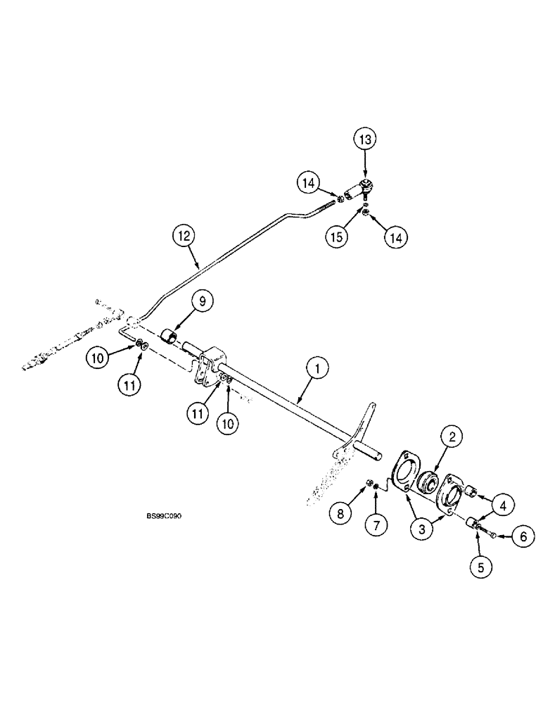 Схема запчастей Case 550H - (3-02) - CONTROLS, THROTTLE - SHAFT, CROSS AND CONTROL ROD, MODELS WITHOUT TURBOCHARGER (03) - FUEL SYSTEM