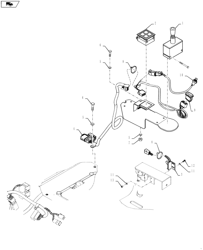 Схема запчастей Case 621F - (41.200.10) - JOYSTICK STEERING - JOYSTICK CONTROL AND HARNESS (41) - STEERING