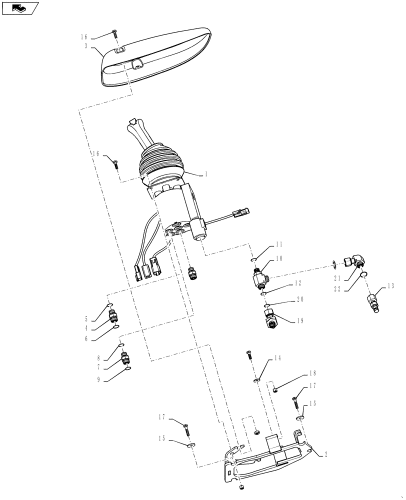 Схема запчастей Case 621F - (35.357.06) - JOYSTICK WITH SINGLE LEVER CONTROL INSTALLATION (35) - HYDRAULIC SYSTEMS