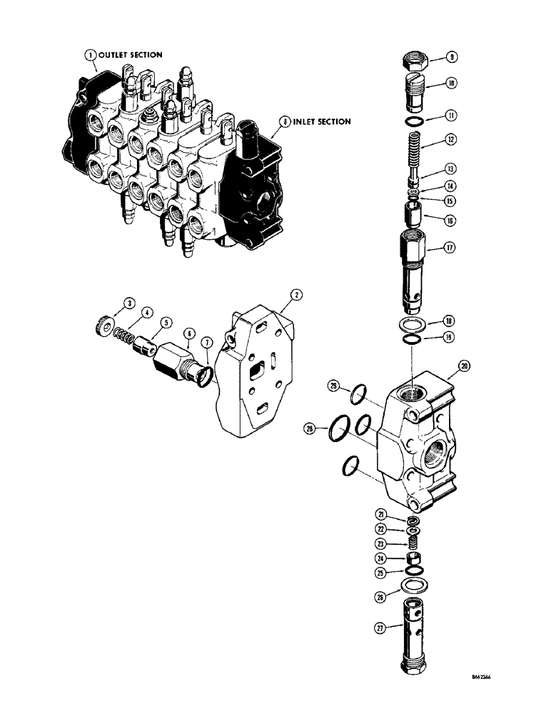 Схема запчастей Case 23 - (078) - D34210 BACKHOE OUTLET SECTION 