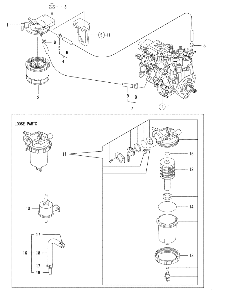 Схема запчастей Case CX27B - (08-013) - FUEL LINE (10) - ENGINE