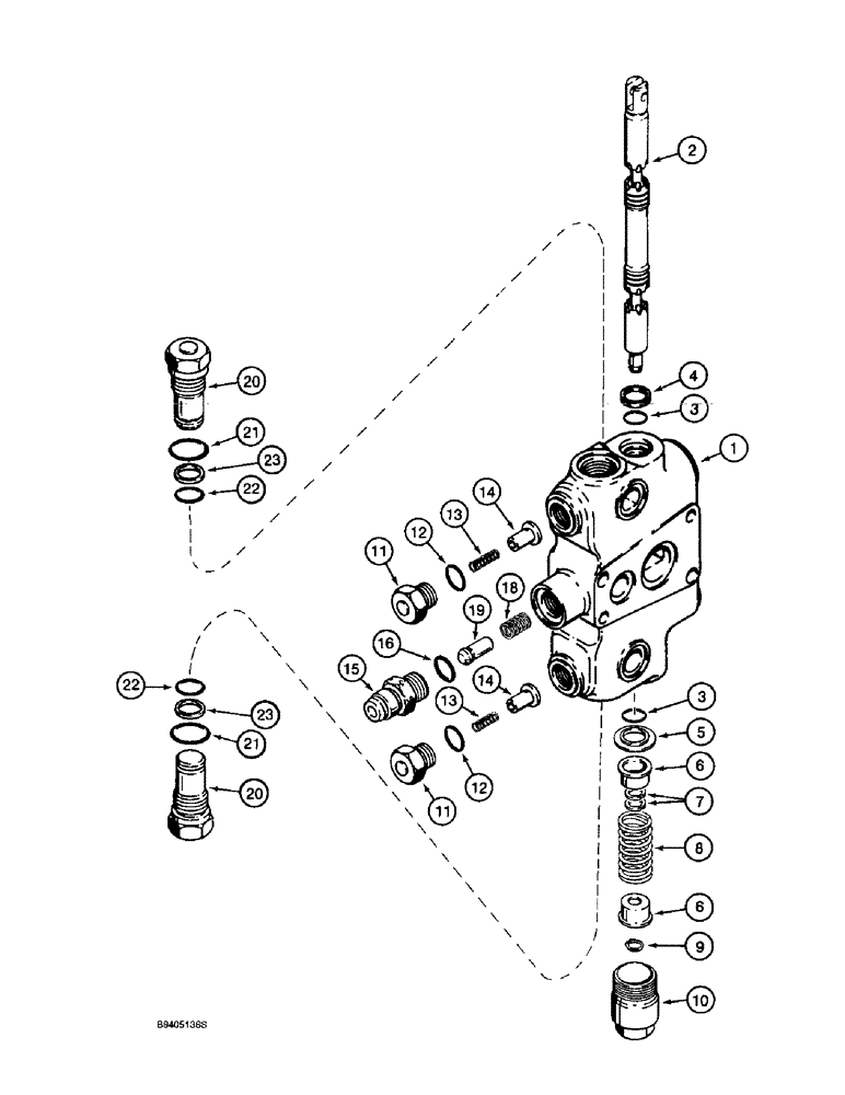 Схема запчастей Case 590L - (8-130) - BACKHOE CONTROL VALVE, DIPPER EXTENSION SECTION, PRIOR TO TRACTOR P.I.N. JJG0209066 (08) - HYDRAULICS