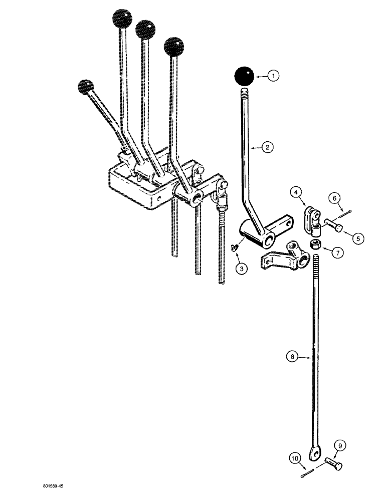 Схема запчастей Case 480F - (9-034) - BACKHOE EXTENDABLE DIPPER CONTROL, FOOT SWING MODELS (09) - CHASSIS/ATTACHMENTS