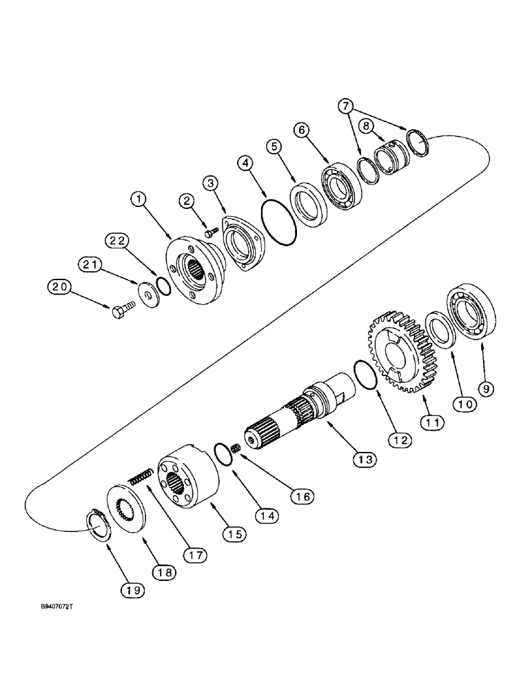 Схема запчастей Case 590L - (6-40) - TRANSMISSION ASSEMBLY, FOUR-WHEEL DRIVE OUTPUT SHAFT (06) - POWER TRAIN