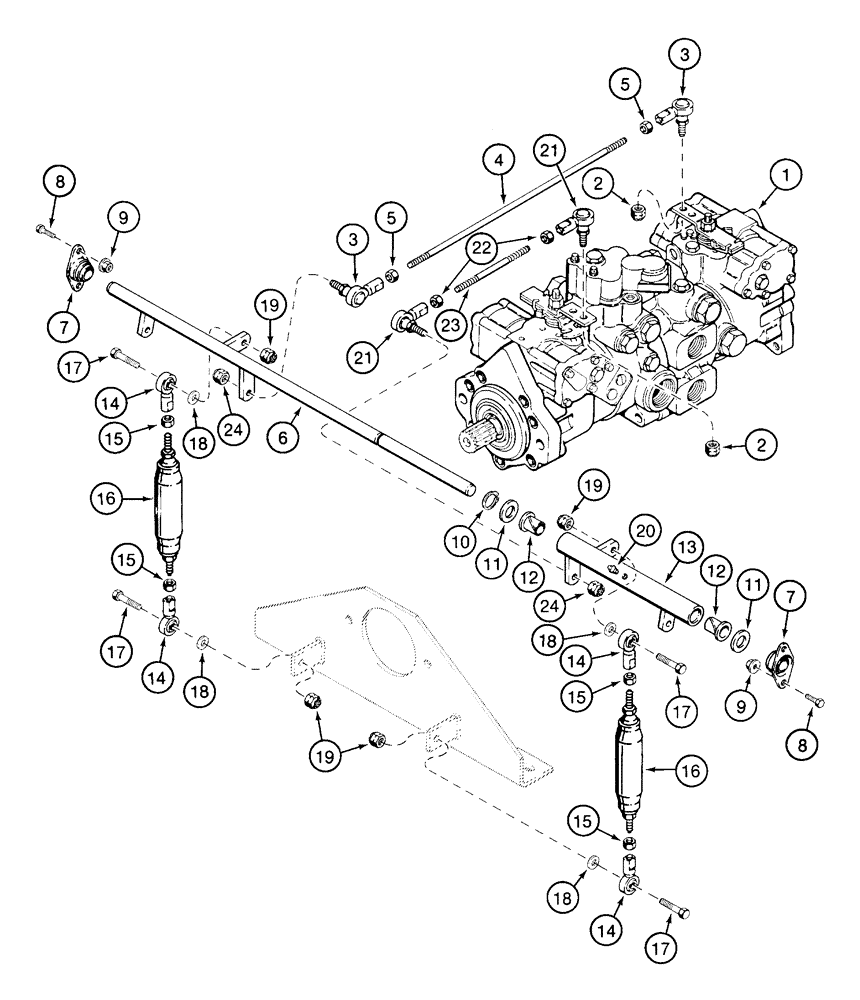 Схема запчастей Case 1835C - (6-16) - TANDEM PUMP LINKAGE, PRIOR TO P.I.N. JAF0037367 (06) - POWER TRAIN