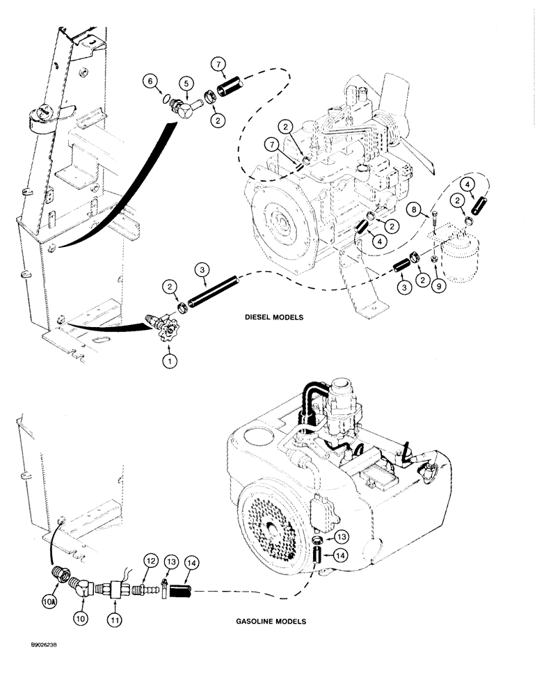 Схема запчастей Case 1818 - (3-02) - FUEL LINES TO ENGINE (03) - FUEL SYSTEM