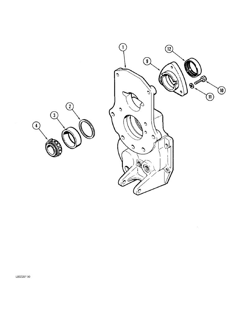 Схема запчастей Case 480F LL - (6-64) - TRANSAXLE MAIN SHAFT ADJUSTING COVER, 4 WHEEL DRIVE (06) - POWER TRAIN