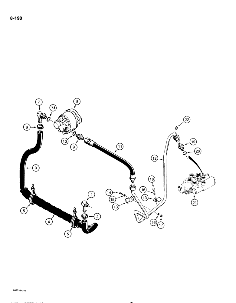 Схема запчастей Case 1818 - (8-190) - HYDROSTATIC DRIVE HYDRAULIC CIRCUIT HYDRULIC RESERVOIR TO CONTROL VALVE (08) - HYDRAULICS