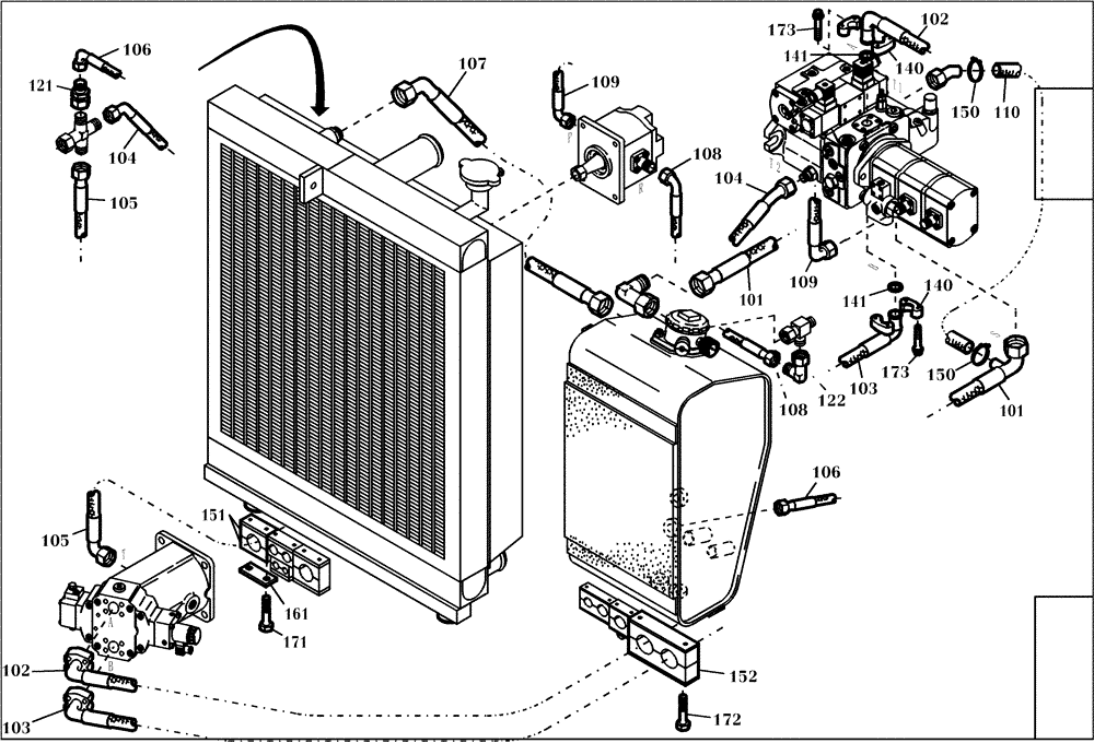 Схема запчастей Case 221D - (20.100[001]) - HYDRAULIC SYSTEM DRIVING (S/N 581101-UP) (35) - HYDRAULIC SYSTEMS