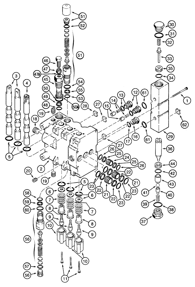 Схема запчастей Case 85XT - (08-50) - VALVE, CONTROL BACKHOE NORTH AMERICA, D125 BACKHOE, INLET SECTION (08) - HYDRAULICS