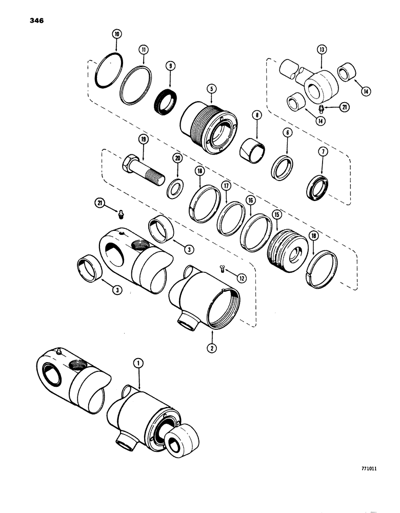 Схема запчастей Case 680E - (346) - G101226 AND G101227 LOADER CLAM CYLINDER, WITH ONE PIECE (35) - HYDRAULIC SYSTEMS