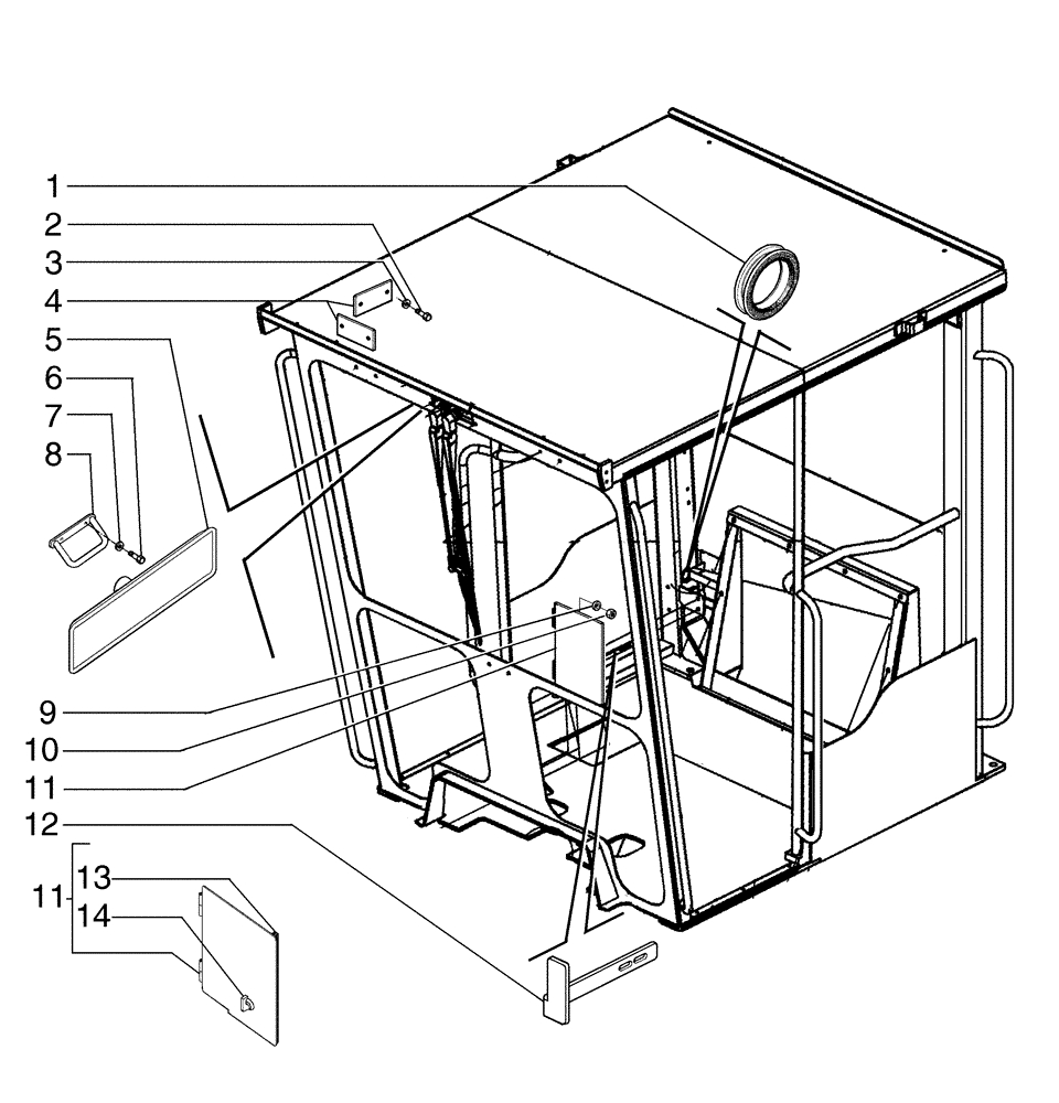 Схема запчастей Case 885 - (09-056-A[01]) - CANOPY - SUNSHADE AND REAR VIEW MIRROR (09) - CHASSIS/ATTACHMENTS