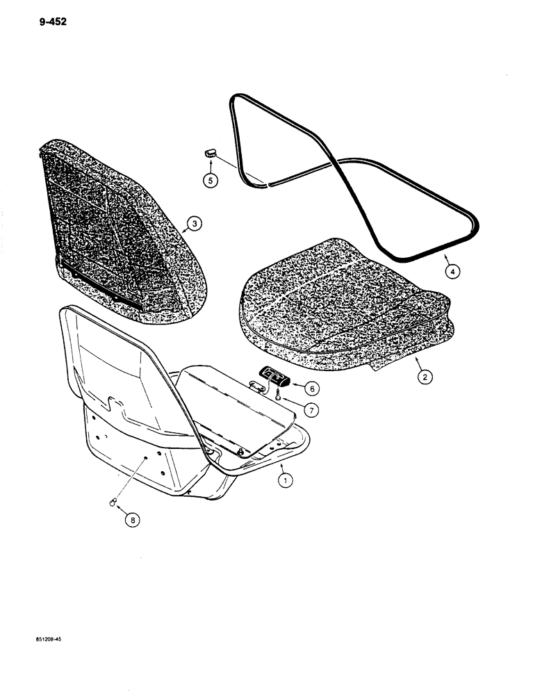 Схема запчастей Case 680K - (9-452) - SEAT ASSEMBLY, S127367 SUSPENSION SEAT ASSEMBLY (09) - CHASSIS/ATTACHMENTS