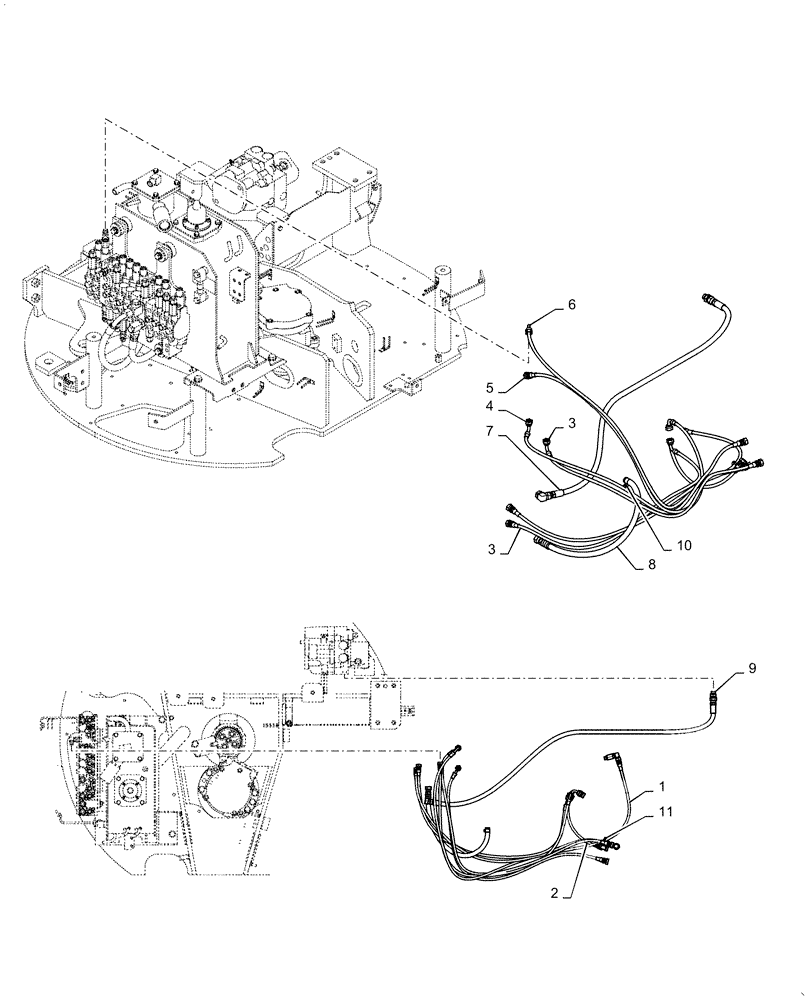 Схема запчастей Case CX36B - (01-058[01]) - CONTROL LINES, VALVE (35) - HYDRAULIC SYSTEMS