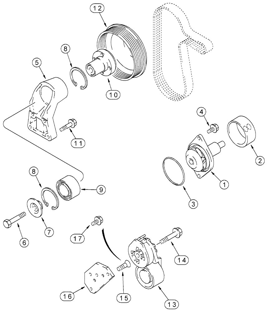 Схема запчастей Case 850H - (02-08) - WATER PUMP SYSTEM, 6T-590 EMISSIONS CERTIFIED ENGINE (02) - ENGINE