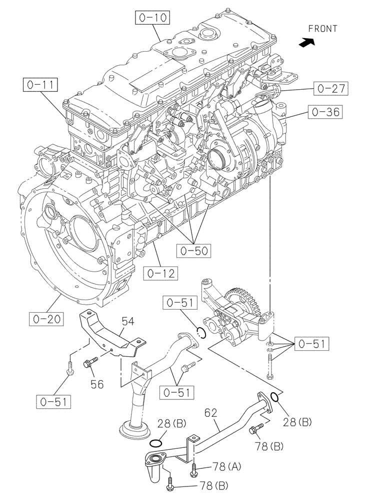 Схема запчастей Case CX470C - (02-052-02[01]) - OIL CIRCUIT (01) - ENGINE