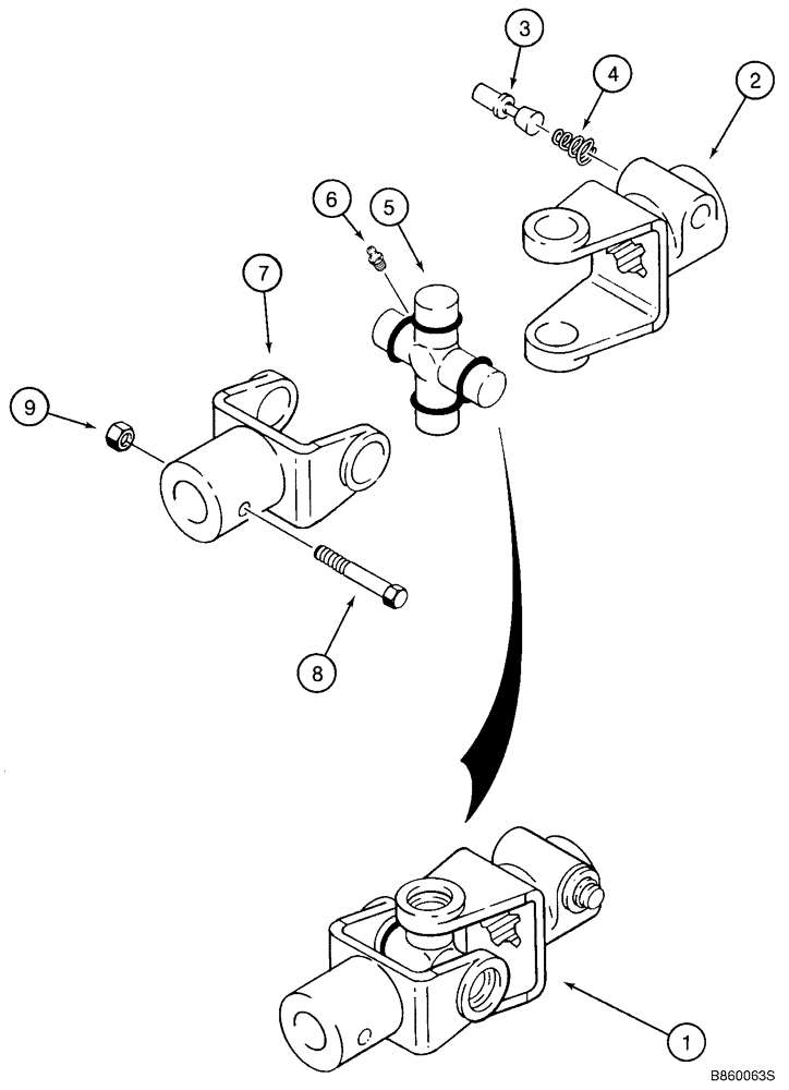 Схема запчастей Case 960 - (09-43) - HYDRA-BORER UNIVERSAL JOINT (09) - CHASSIS