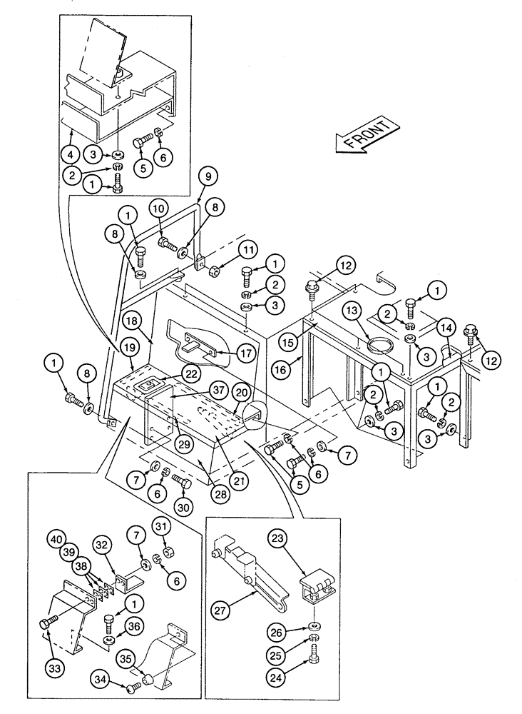 Схема запчастей Case 9020 - (9-10) - UPPER STRUCTURE, TOP AND FRONT COVERS (09) - CHASSIS