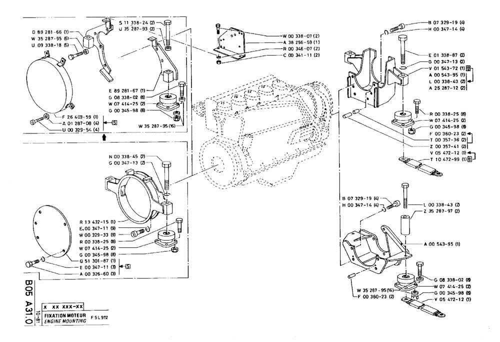 Схема запчастей Case 75C - (B05 A31.0) - ENGINE MOUNTING - F5L 912 (01) - ENGINE