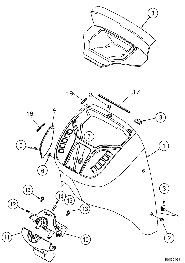 Схема запчастей Case 590SM - (04-11) - INSTRUMENT PANEL, FRONT - COVERS (04) - ELECTRICAL SYSTEMS