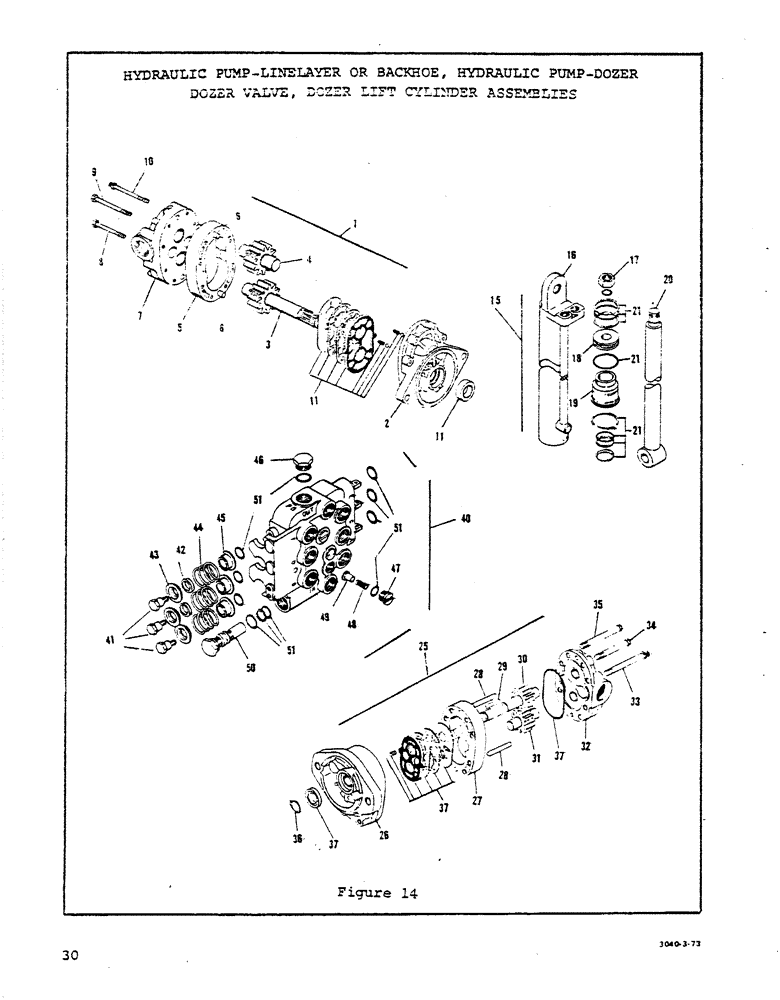 Схема запчастей Case P42 - (30) - HYDRAULIC PUMP, LINE-LAYER, HYDRAULIC PUMP, DOZER LIFT CYLINDER ASSEMBLIES 