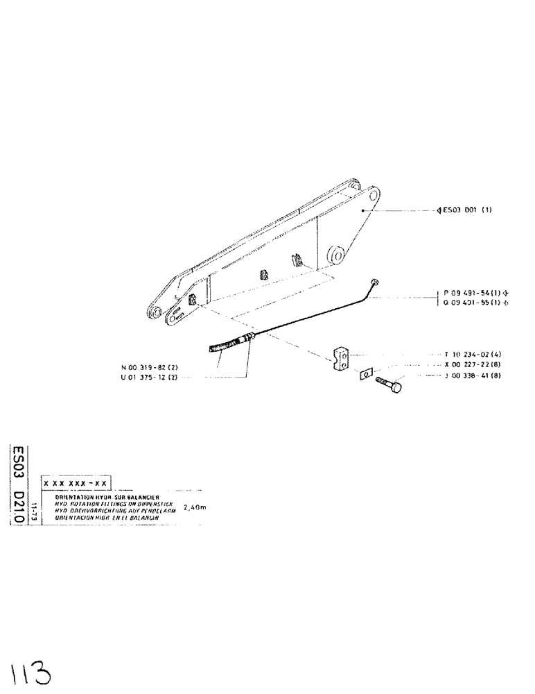 Схема запчастей Case SC150L - (113) - HYD. ROTATION FITTINGS ON DIPPERSTICK 2,40M 