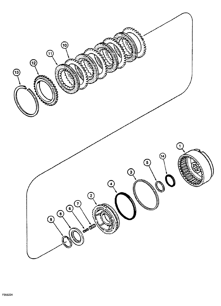 Схема запчастей Case 1150G - (6-020) - TRANSMISSION ASSEMBLY, CLUTCHES (03) - TRANSMISSION